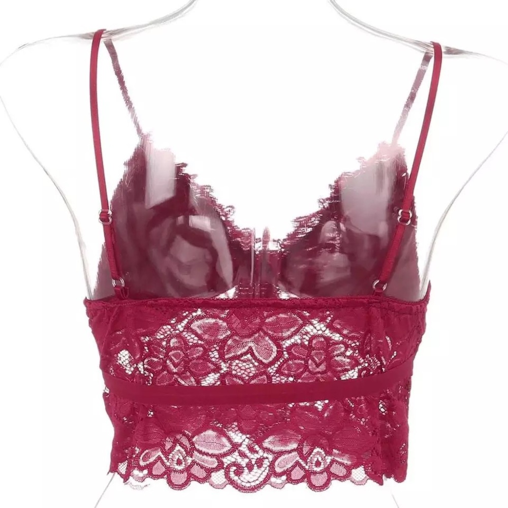Lace bralette padded red adjustable straps - Picture 3 of 4